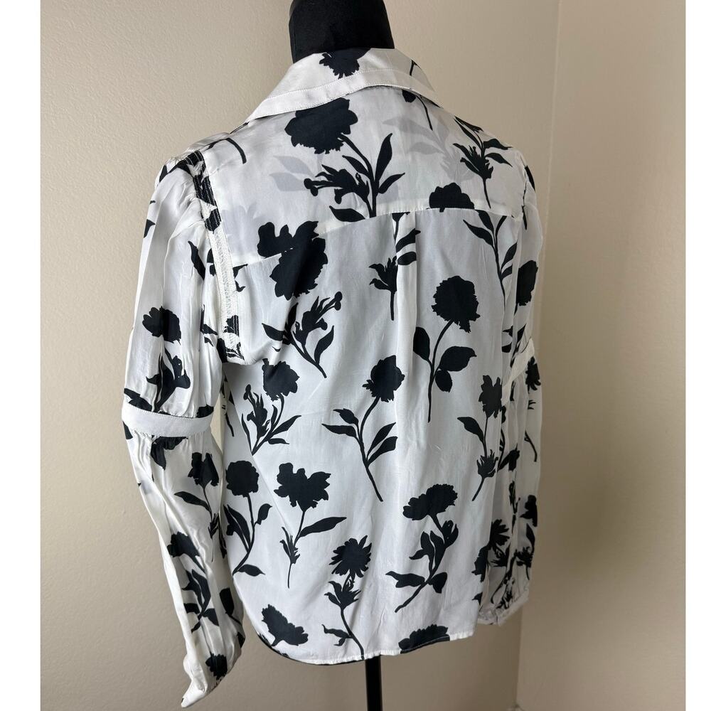 Maeve by Anthropologie Floral Blouse Black & White size L - Picture 3 of 10